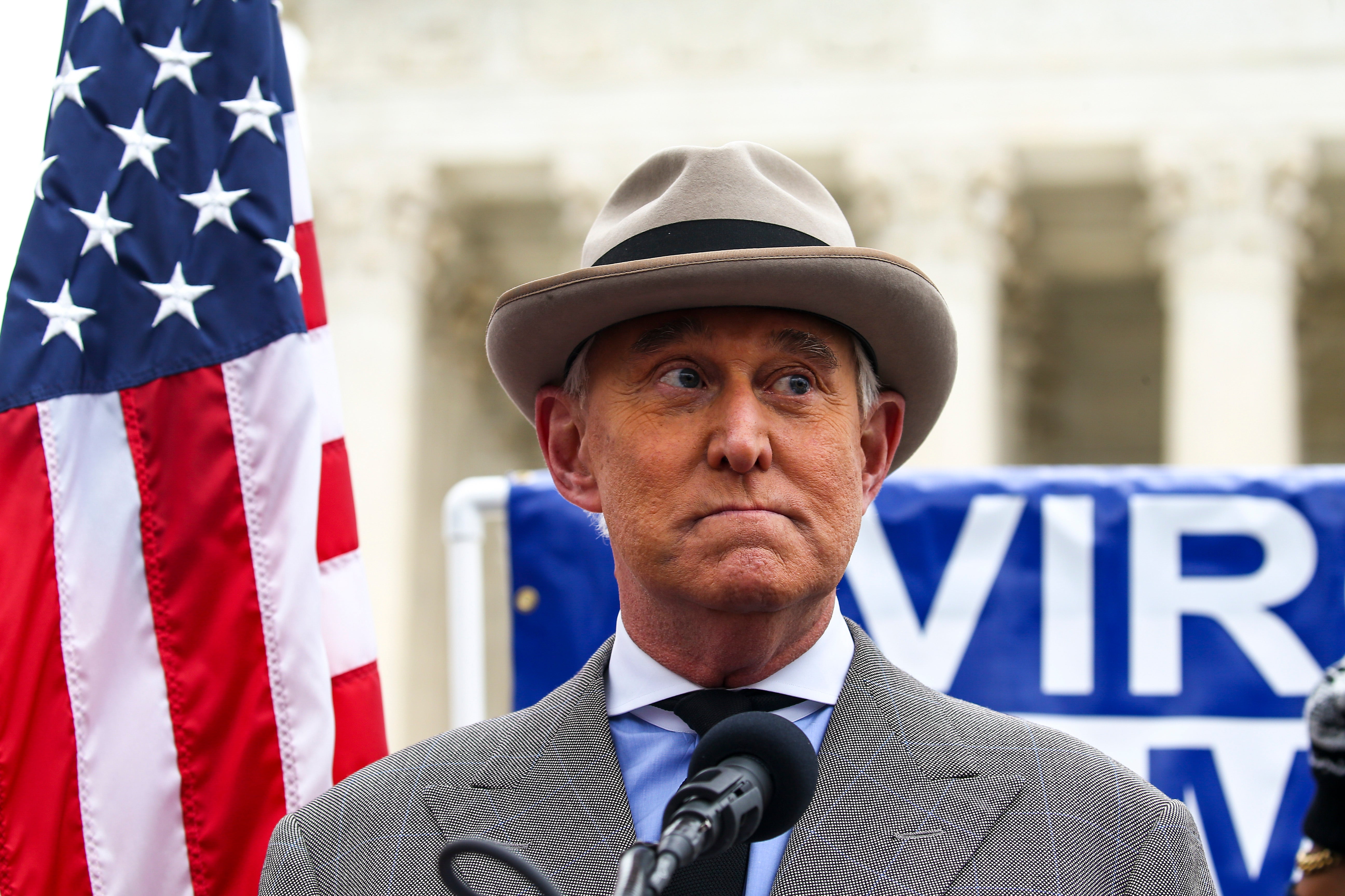 Roger Stone, a longtime Republican strategist and President Donald Trump loyalist, accused Senator Mark Kelly of ‘treason’ after Kelly said the president was ‘cashing in’ by pitching his cryptocurrency from the White House